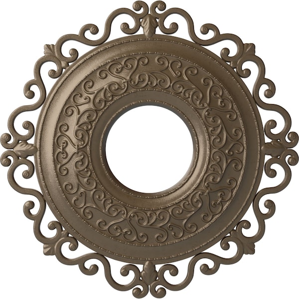 Ekena Millwork Orrington Ceiling Medallion (Fits Canopies up to 6 1/4"), 22"OD x 6 1/4"ID x 1 3/4"P, Warm Silver CM22ORWSS - main